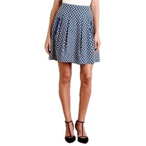 MAEVE Anthropologie Fourth Street Pleated Swing Skirt US4 Blue/White A-Line EUC